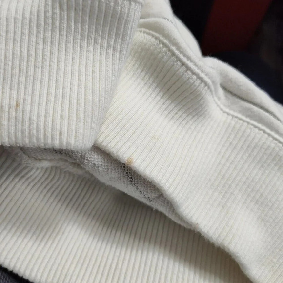 Aeropostale Cream Silver Metallic Stripe Pullover Hoodie Size M Pocket FLAW - Picture 6 of 9